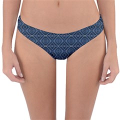 Blue Diamonds Motif Fancy Pattern Design Reversible Hipster Bikini Bottoms by dflcprintsclothing