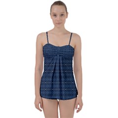 Blue Diamonds Motif Fancy Pattern Design Babydoll Tankini Set by dflcprintsclothing