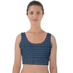 Blue Diamonds Motif Fancy Pattern Design Velvet Crop Top by dflcprintsclothing