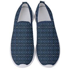 Blue Diamonds Motif Fancy Pattern Design Men s Slip On Sneakers by dflcprintsclothing