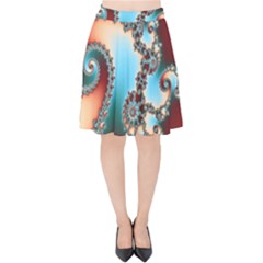 Fractal Spiral Art Math Abstract Velvet High Waist Skirt