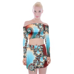 Fractal Spiral Art Math Abstract Off Shoulder Top With Mini Skirt Set