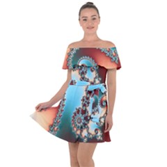 Fractal Spiral Art Math Abstract Off Shoulder Velour Dress