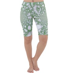 Green Abstract Fractal Background Texture Cropped Leggings 