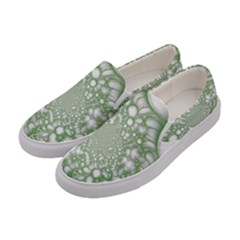 Green Abstract Fractal Background Texture Women s Canvas Slip Ons