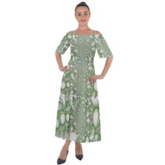 Green Abstract Fractal Background Texture Shoulder Straps Boho Maxi Dress 