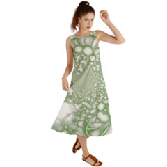Green Abstract Fractal Background Texture Summer Maxi Dress