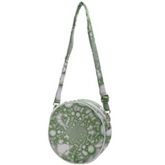 Green Abstract Fractal Background Texture Crossbody Circle Bag by Ravend