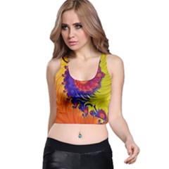 Fractal Spiral Bright Colors Racer Back Crop Top