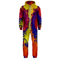 Fractal Spiral Bright Colors Hooded Jumpsuit (men)