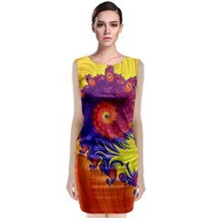 Fractal Spiral Bright Colors Classic Sleeveless Midi Dress