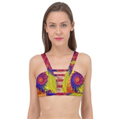 Fractal Spiral Bright Colors Cage Up Bikini Top