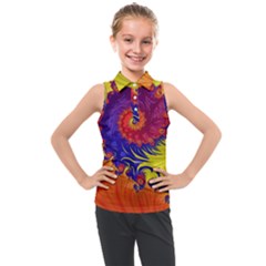 Fractal Spiral Bright Colors Kids  Sleeveless Polo Tee