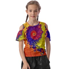 Fractal Spiral Bright Colors Kids  Butterfly Cutout Tee