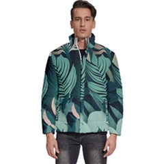 Green Nature Bohemian Painting Leaves Foliage Men s Puffer Bubble Jacket Coat