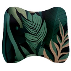 Green Nature Bohemian Painting Leaves Foliage Velour Head Support Cushion