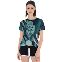 Green Nature Bohemian Painting Leaves Foliage Open Back Sport Tee