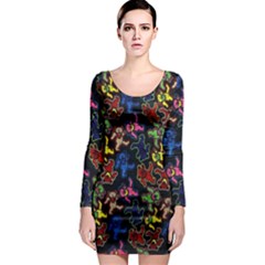 Bears Colors Dead Head Deadhead Grateful Dead Long Sleeve Bodycon Dress by Sapixe