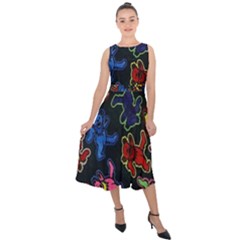 Bears Colors Dead Head Deadhead Grateful Dead Midi Tie-back Chiffon Dress by Sapixe