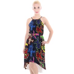 Bears Colors Dead Head Deadhead Grateful Dead High-low Halter Chiffon Dress  by Sapixe