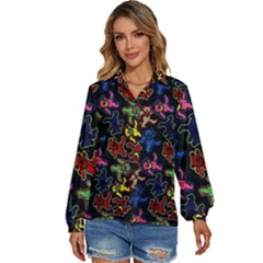 Bears Colors Dead Head Deadhead Grateful Dead Women s Long Sleeve Button Down Shirt