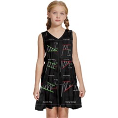 Chart Pattern Kids  Sleeveless Tiered Mini Dress