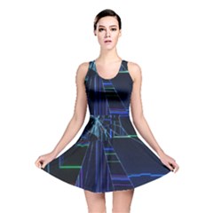 Screen Glitch Broken  Crack  Fracture  Glass Pattern Reversible Skater Dress by Sapixe