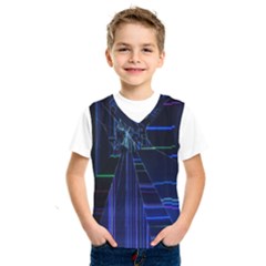 Screen Glitch Broken  Crack  Fracture  Glass Pattern Kids  Basketball Tank Top by Sapixe