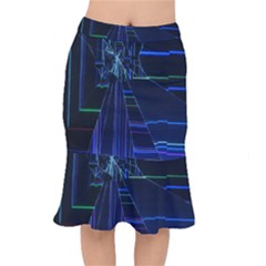 Screen Glitch Broken  Crack  Fracture  Glass Pattern Short Mermaid Skirt