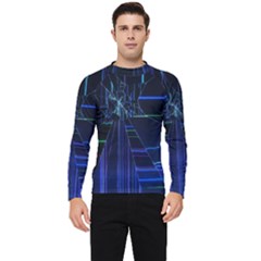 Screen Glitch Broken  Crack  Fracture  Glass Pattern Men s Long Sleeve Rash Guard by Sapixe