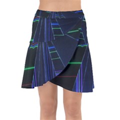 Screen Glitch Broken  Crack  Fracture  Glass Pattern Wrap Front Skirt