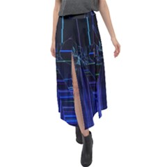 Screen Glitch Broken  Crack  Fracture  Glass Pattern Velour Split Maxi Skirt by Sapixe