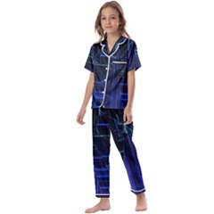 Screen Glitch Broken  Crack  Fracture  Glass Pattern Kids  Satin Short Sleeve Pajamas Set by Sapixe