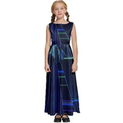 Screen Glitch Broken  Crack  Fracture  Glass Pattern Kids  Satin Sleeveless Maxi Dress