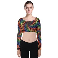 Deadhead Bears Band  Colorsdead Head Grateful Dead Pattern Velvet Long Sleeve Crop Top