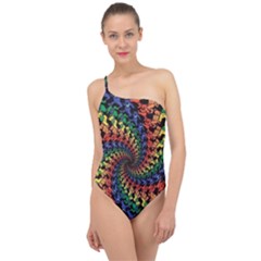 Deadhead Bears Band  Colorsdead Head Grateful Dead Pattern Classic One Shoulder Swimsuit