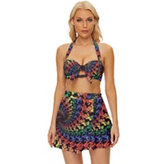 Deadhead Bears Band  Colorsdead Head Grateful Dead Pattern Vintage Style Bikini Top and Skirt Set 