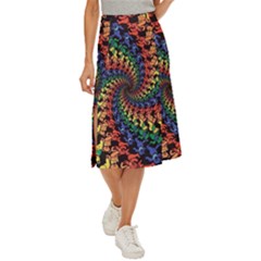 Deadhead Bears Band  Colorsdead Head Grateful Dead Pattern Midi Panel Skirt