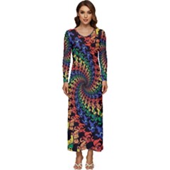 Deadhead Bears Band  Colorsdead Head Grateful Dead Pattern Long Sleeve Velour Longline Maxi Dress