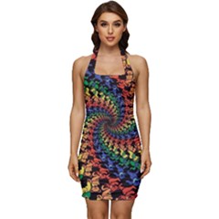 Deadhead Bears Band  Colorsdead Head Grateful Dead Pattern Sleeveless Wide Square Neckline Ruched Bodycon Dress