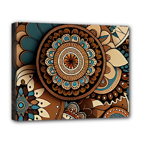 Bohemian Flair In Blue And Earthtones Deluxe Canvas 20  x 16  (Stretched)