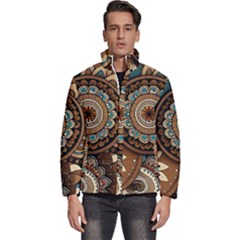 Bohemian Flair In Blue And Earthtones Men s Puffer Bubble Jacket Coat