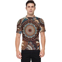 Bohemian Flair In Blue And Earthtones Men s Short Sleeve Rash Guard by HWDesign