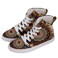 Bohemian Flair In Blue And Earthtones Women s Hi-Top Skate Sneakers