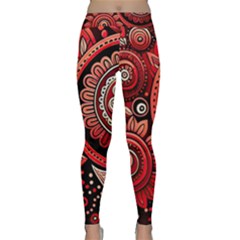 Bohemian Vibes In Vibrant Red Classic Yoga Leggings by HWDesign