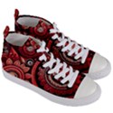 Bohemian Vibes In Vibrant Red Women s Mid-Top Canvas Sneakers View3