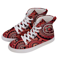 Bohemian Vibes In Vibrant Red Women s Hi-top Skate Sneakers by HWDesign