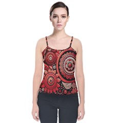Bohemian Vibes In Vibrant Red Velvet Spaghetti Strap Top by HWDesign