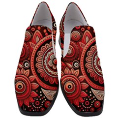 Bohemian Vibes In Vibrant Red Women Slip On Heel Loafers by HWDesign