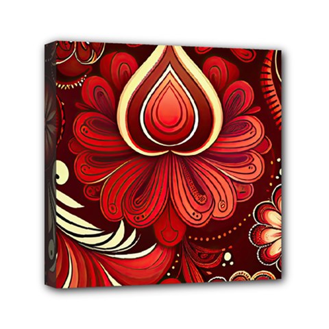 Bohemian Flower Drop Mini Canvas 6  X 6  (stretched) by HWDesign